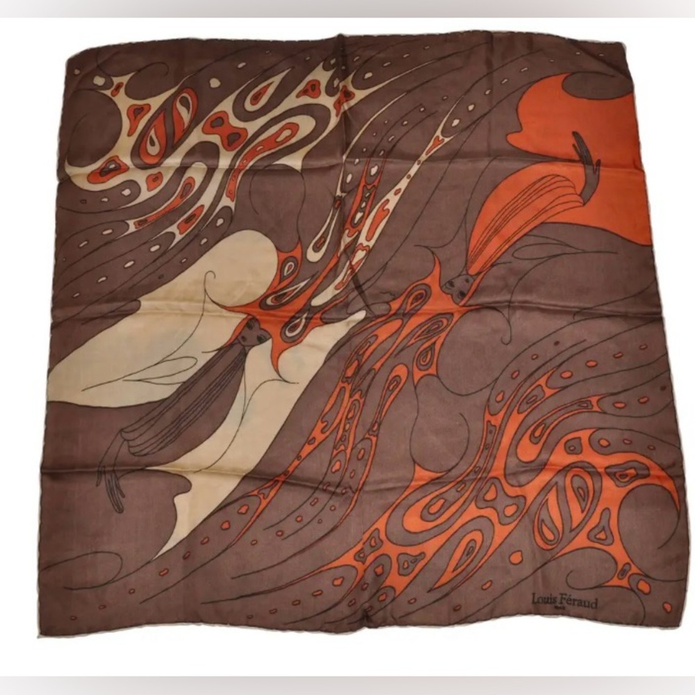 Rare Vintage Louis Feraud “Woman in Waiting” Silk Scarf